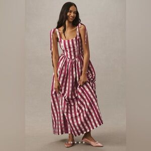 NWT Anthropologie Louise Marie Tie-Strap Corset Taffeta Maxi Dress 🍇🍓🍇🍓🍇🍓🍇🍓🍇🍓🍇🍓